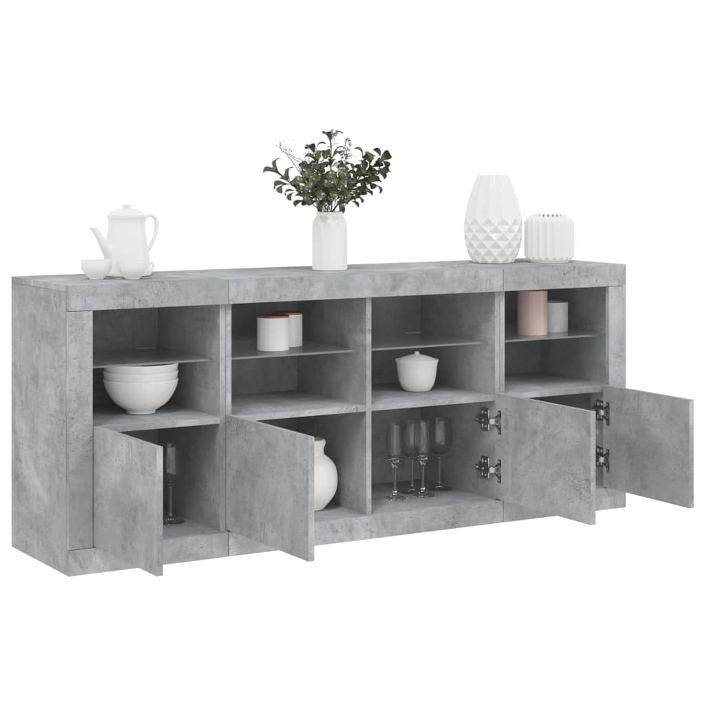vidaXL Szafka z oświetleniem LED, szarość betonu, 163x37x67 cm