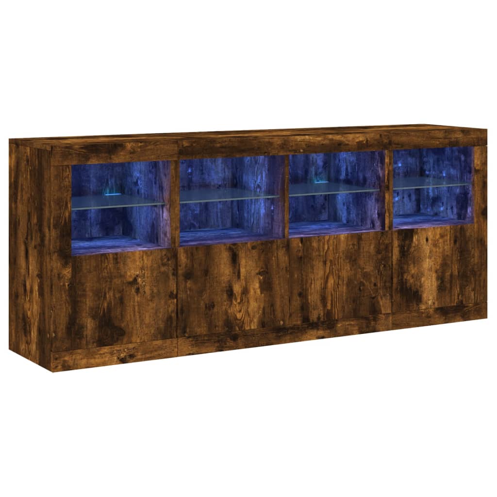 vidaXL Szafka z oświetleniem LED, przydymiony dąb, 163x37x67 cm