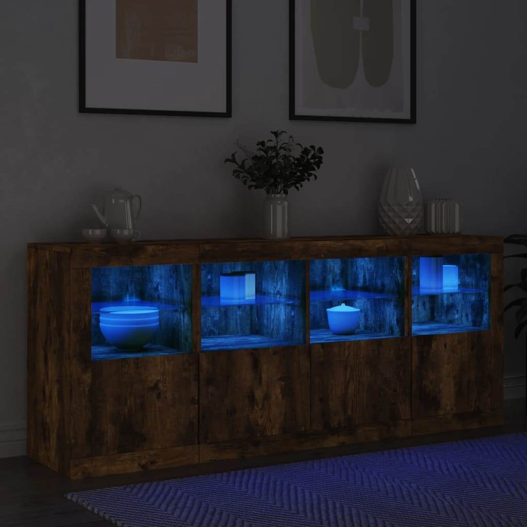 vidaXL Szafka z oświetleniem LED, przydymiony dąb, 163x37x67 cm