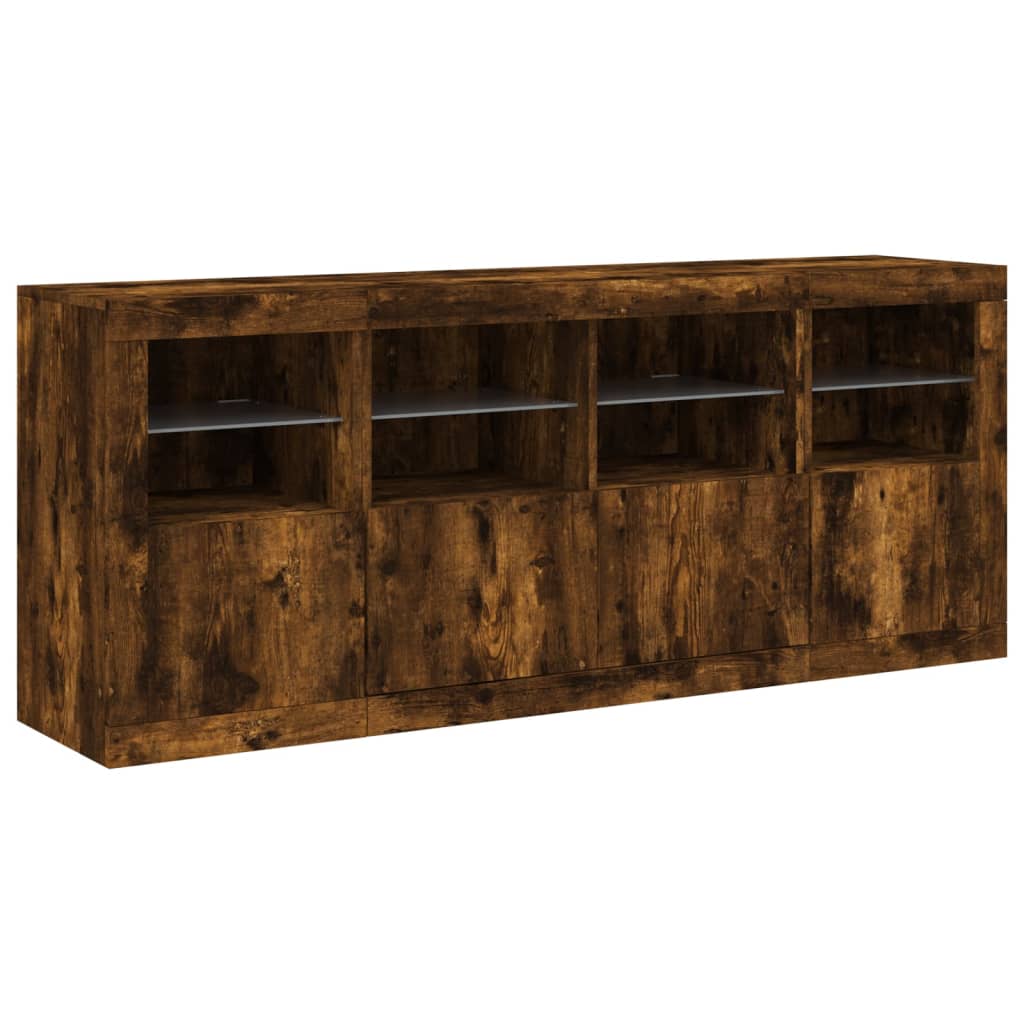 vidaXL Szafka z oświetleniem LED, przydymiony dąb, 163x37x67 cm