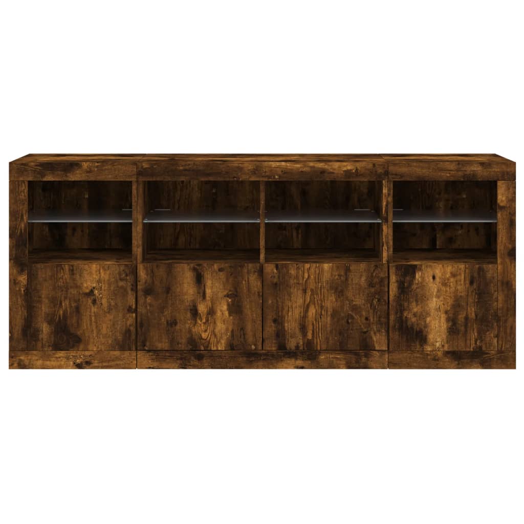 vidaXL Szafka z oświetleniem LED, przydymiony dąb, 163x37x67 cm