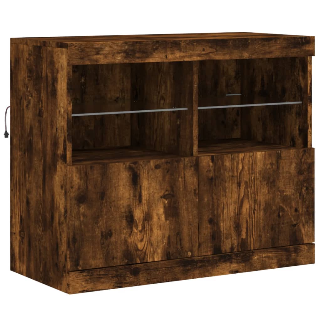 vidaXL Szafka z oświetleniem LED, przydymiony dąb, 163x37x67 cm