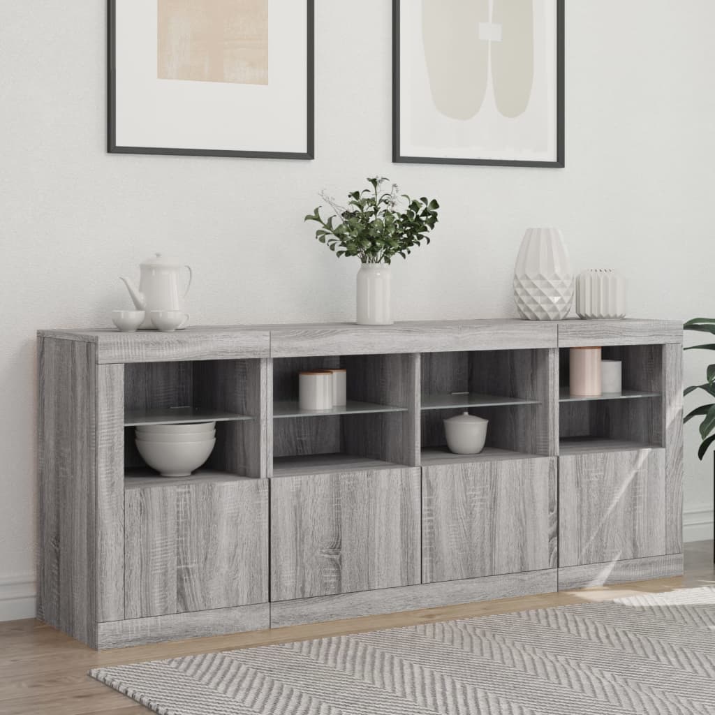 vidaXL Szafka z oświetleniem LED, szary dąb sonoma, 163x37x67 cm
