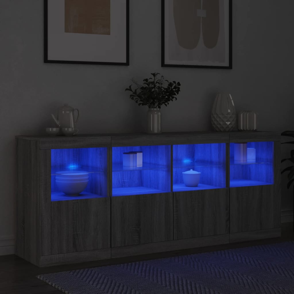 vidaXL Szafka z oświetleniem LED, szary dąb sonoma, 163x37x67 cm