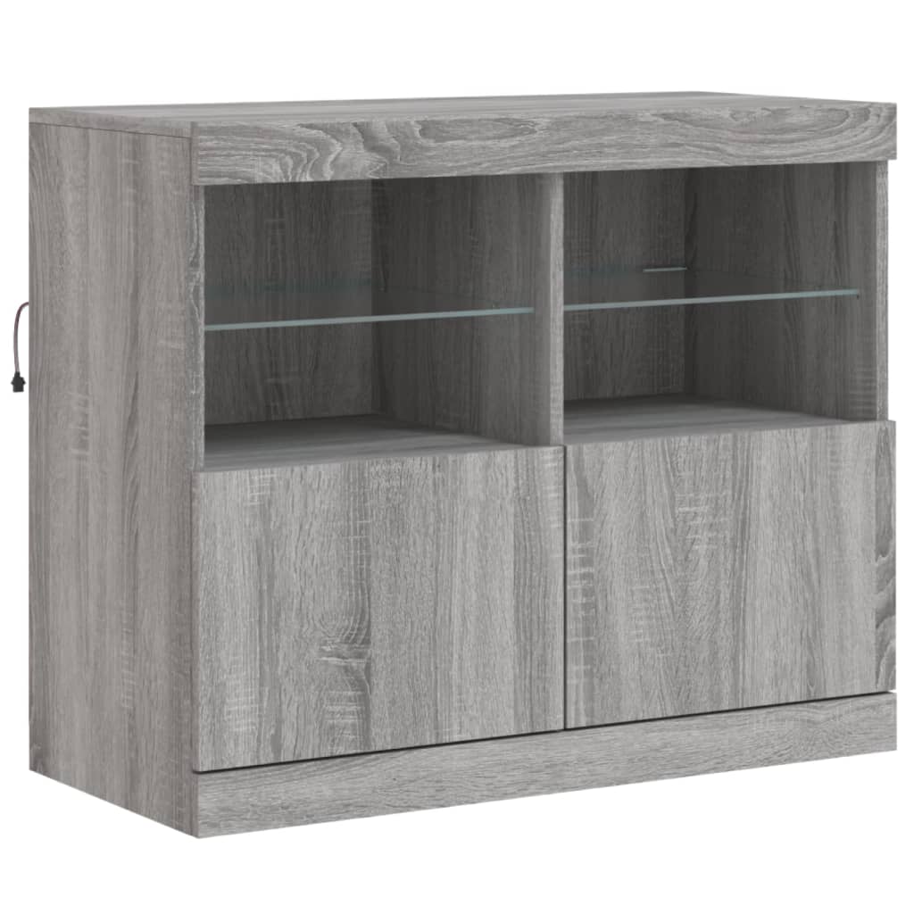 vidaXL Szafka z oświetleniem LED, szary dąb sonoma, 163x37x67 cm