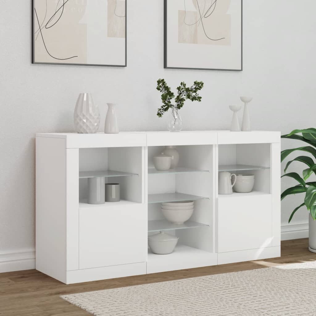 vidaXL Szafka z oświetleniem LED, biała, 123x37x67 cm