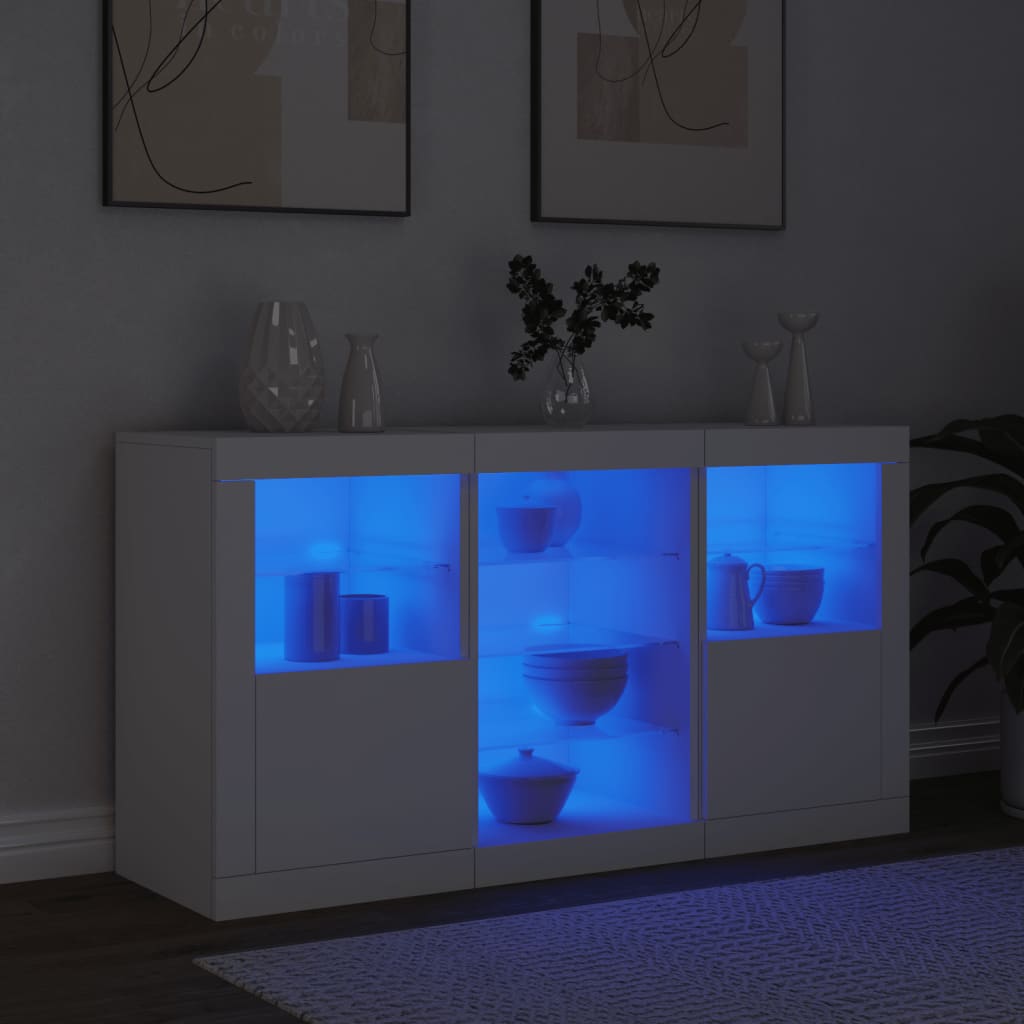 vidaXL Szafka z oświetleniem LED, biała, 123x37x67 cm