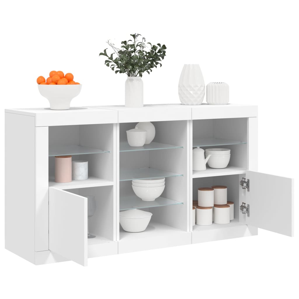 vidaXL Szafka z oświetleniem LED, biała, 123x37x67 cm
