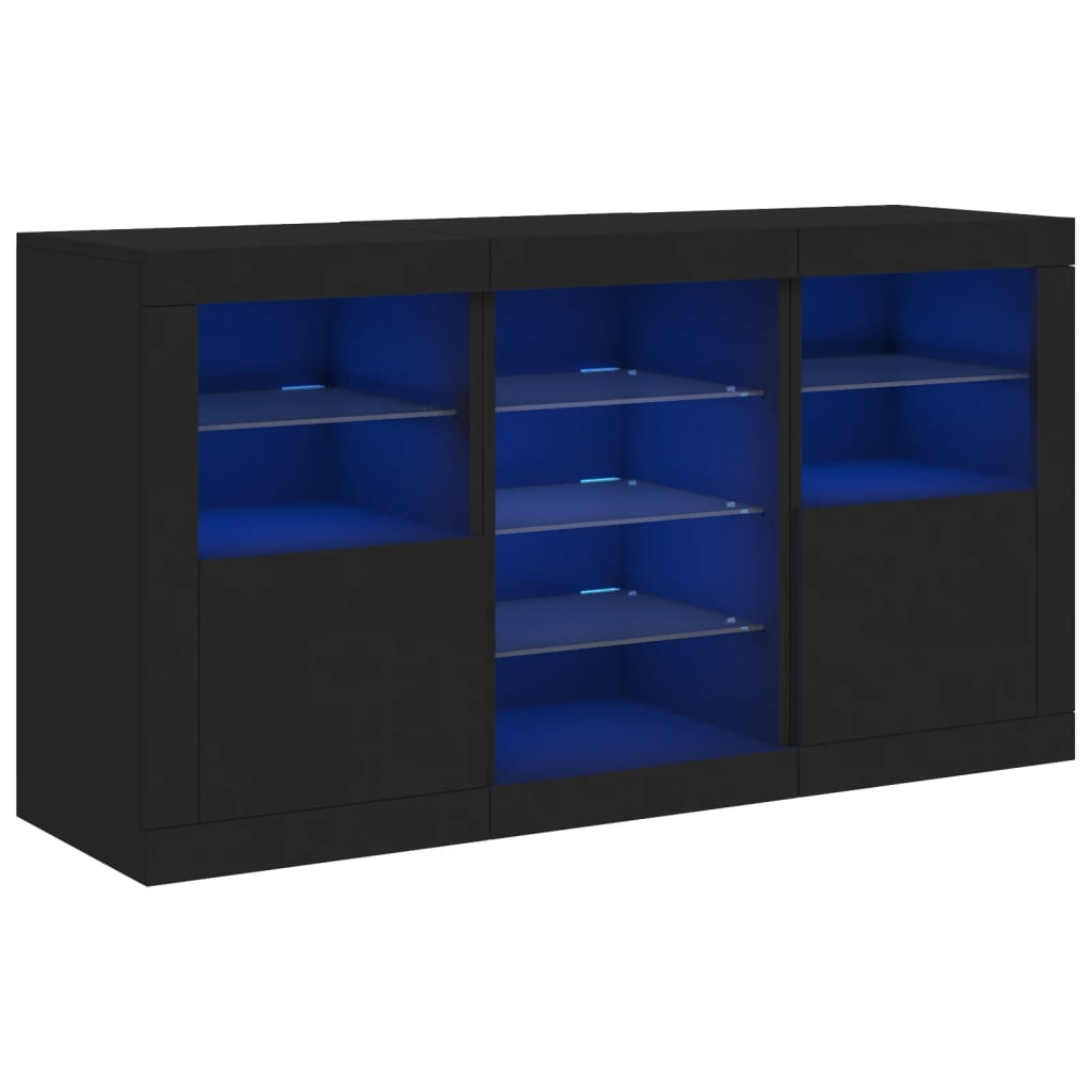vidaXL Szafka z oświetleniem LED, czarna, 123x37x67 cm