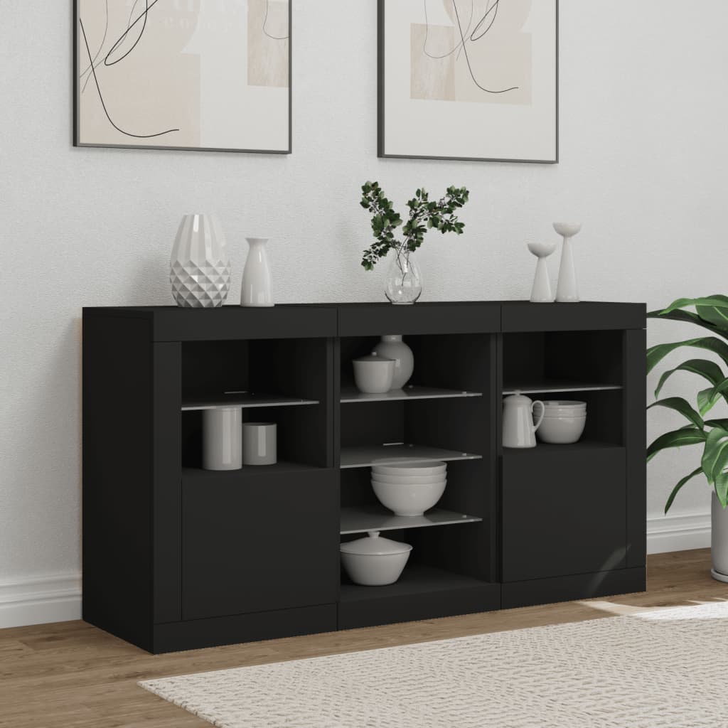 vidaXL Szafka z oświetleniem LED, czarna, 123x37x67 cm