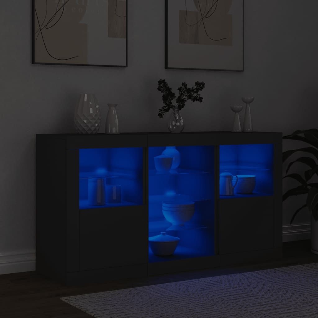 vidaXL Szafka z oświetleniem LED, czarna, 123x37x67 cm