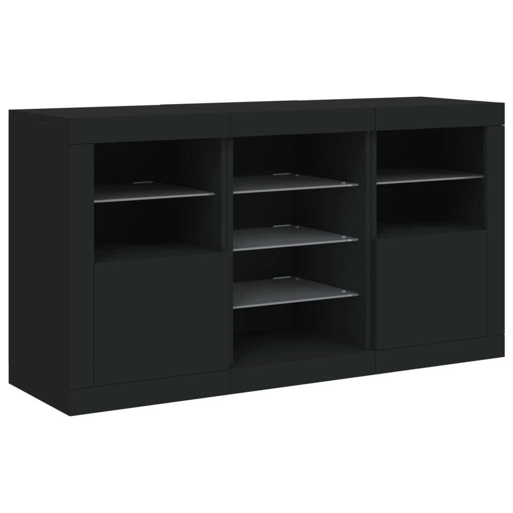 vidaXL Szafka z oświetleniem LED, czarna, 123x37x67 cm