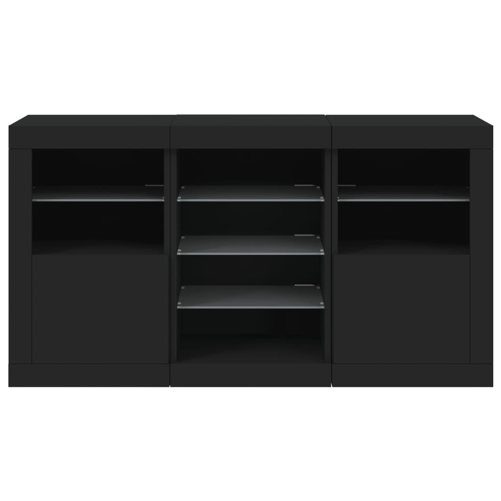 vidaXL Szafka z oświetleniem LED, czarna, 123x37x67 cm