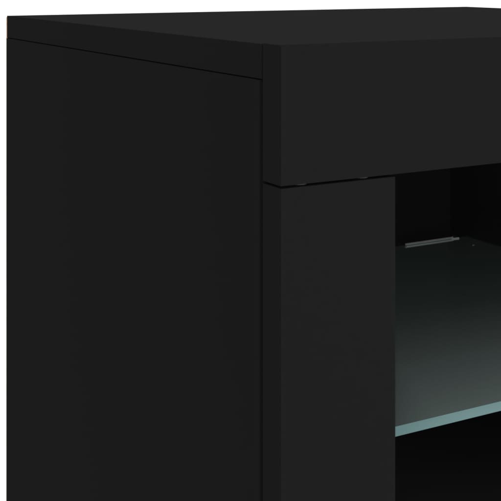 vidaXL Szafka z oświetleniem LED, czarna, 123x37x67 cm
