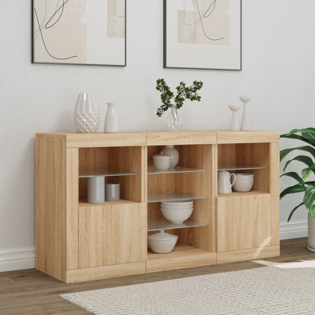 vidaXL Szafka z oświetleniem LED, dąb sonoma, 123x37x67 cm