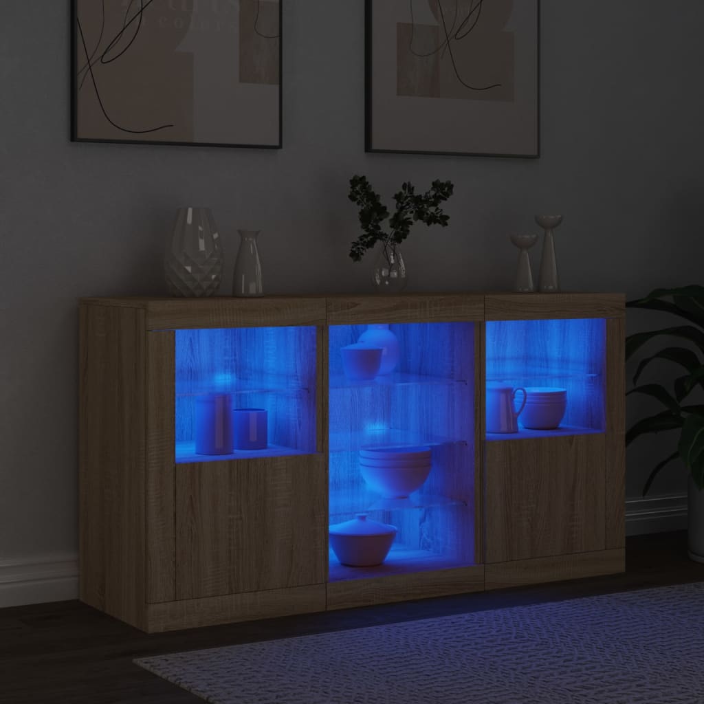 vidaXL Szafka z oświetleniem LED, dąb sonoma, 123x37x67 cm