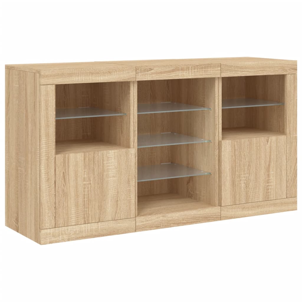 vidaXL Szafka z oświetleniem LED, dąb sonoma, 123x37x67 cm