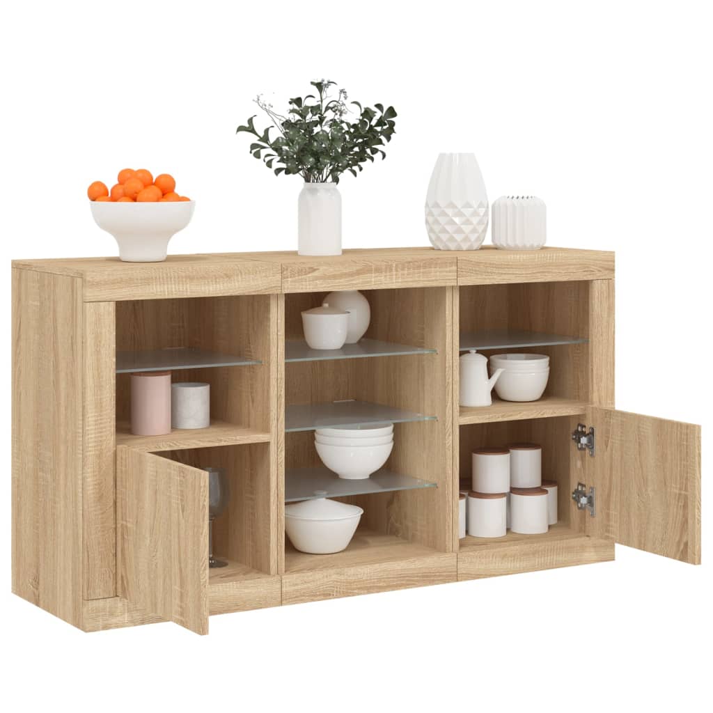 vidaXL Szafka z oświetleniem LED, dąb sonoma, 123x37x67 cm