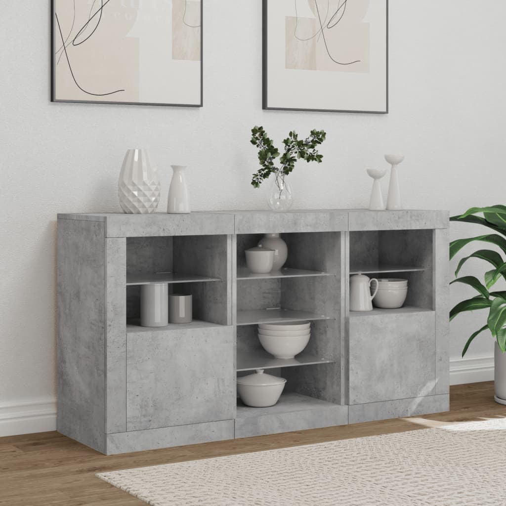 vidaXL Szafka z oświetleniem LED, szarość betonu, 123x37x67 cm