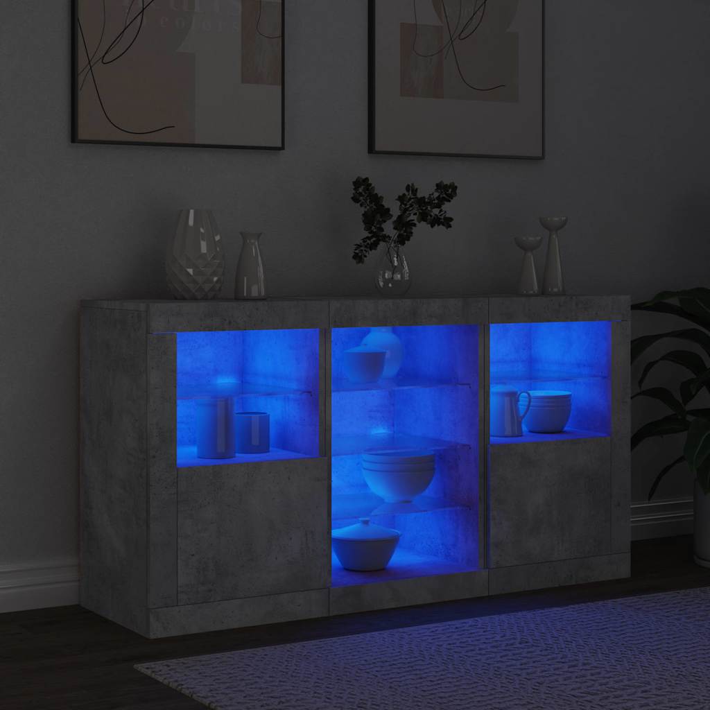vidaXL Szafka z oświetleniem LED, szarość betonu, 123x37x67 cm
