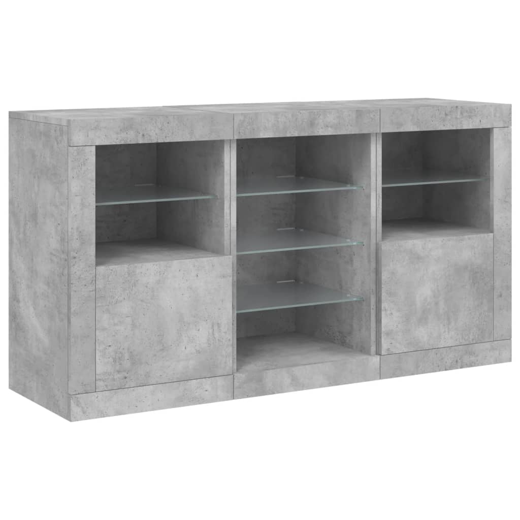 vidaXL Szafka z oświetleniem LED, szarość betonu, 123x37x67 cm