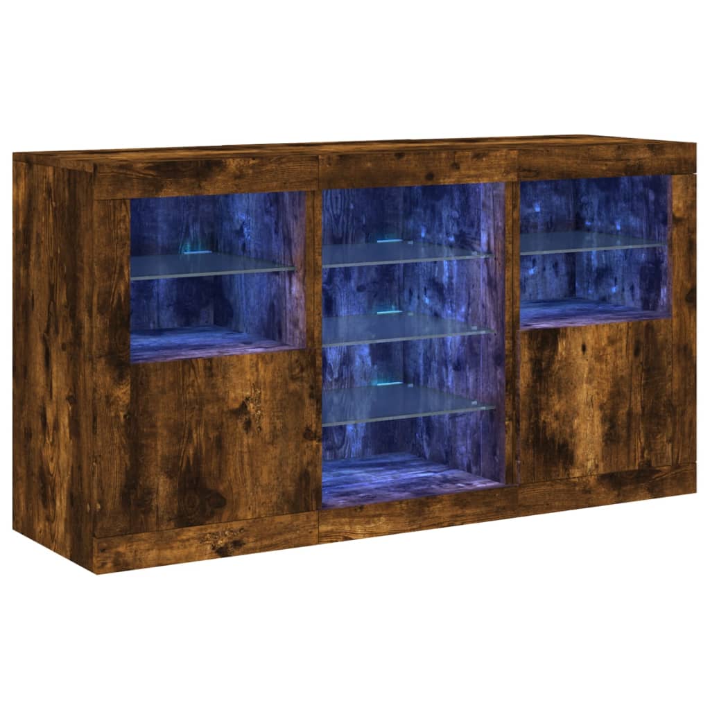 vidaXL Szafka z oświetleniem LED, przydymiony dąb, 123x37x67 cm
