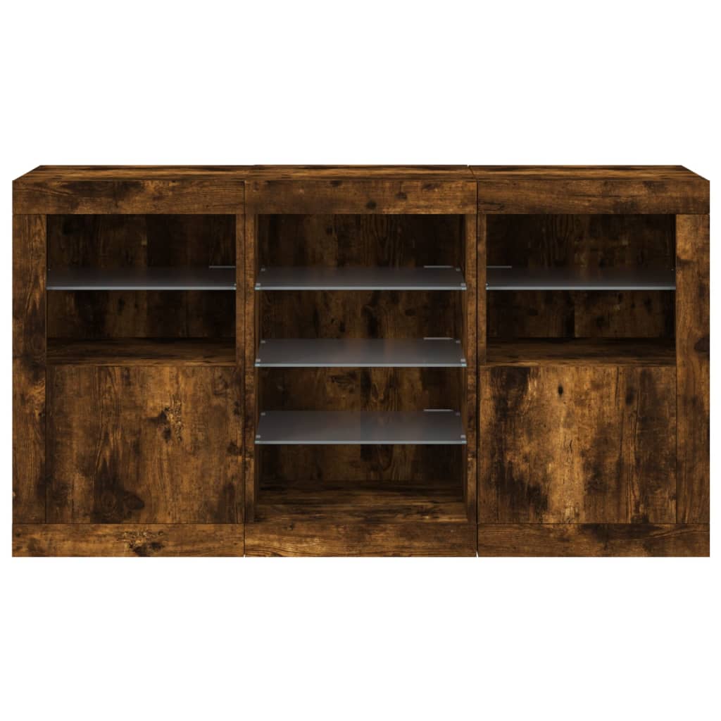 vidaXL Szafka z oświetleniem LED, przydymiony dąb, 123x37x67 cm