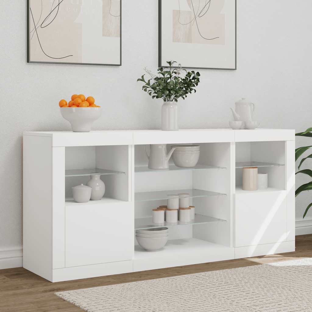 vidaXL Szafka z oświetleniem LED, biała, 142,5x37x67 cm