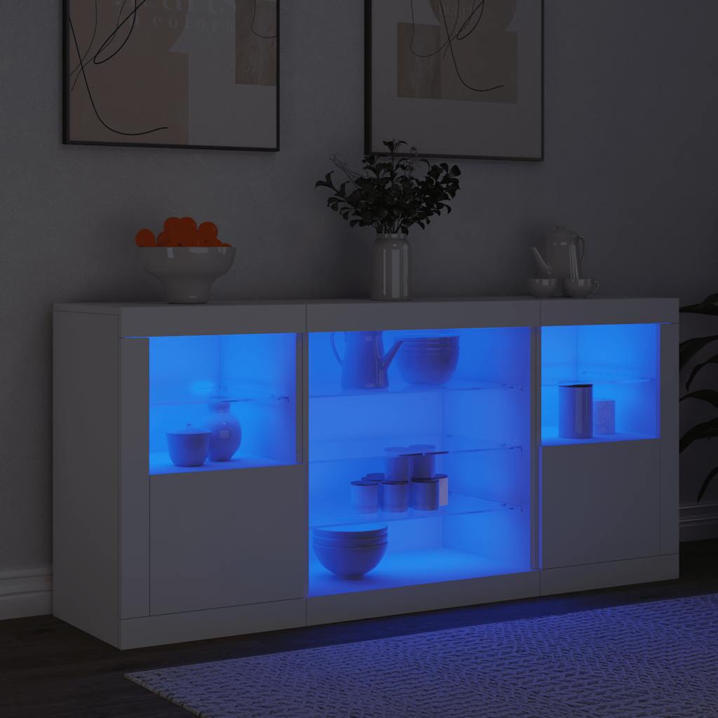 vidaXL Szafka z oświetleniem LED, biała, 142,5x37x67 cm
