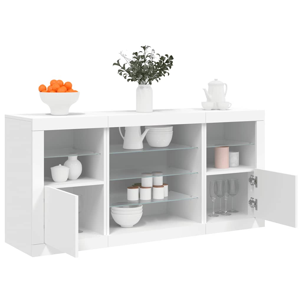 vidaXL Szafka z oświetleniem LED, biała, 142,5x37x67 cm