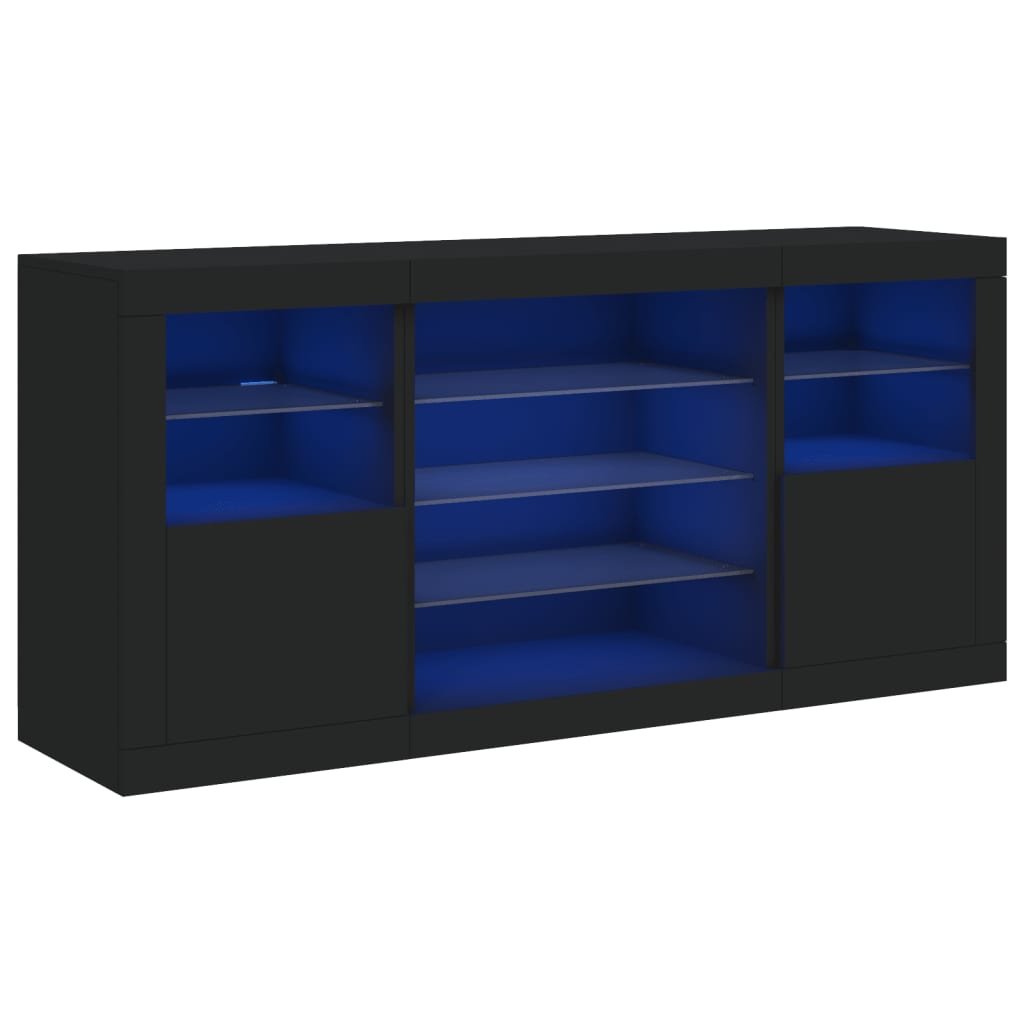 vidaXL Szafka z oświetleniem LED, czarna, 142,5x37x67 cm