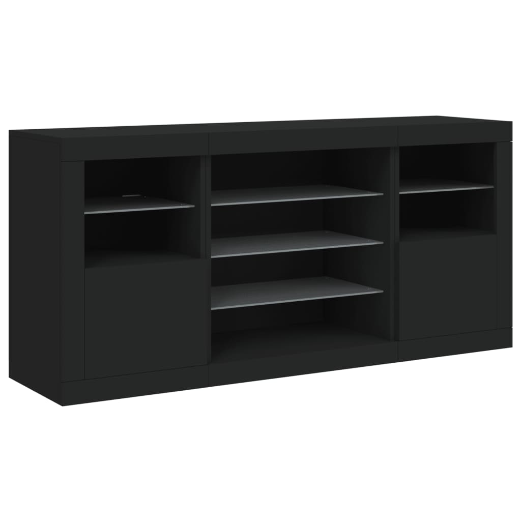 vidaXL Szafka z oświetleniem LED, czarna, 142,5x37x67 cm