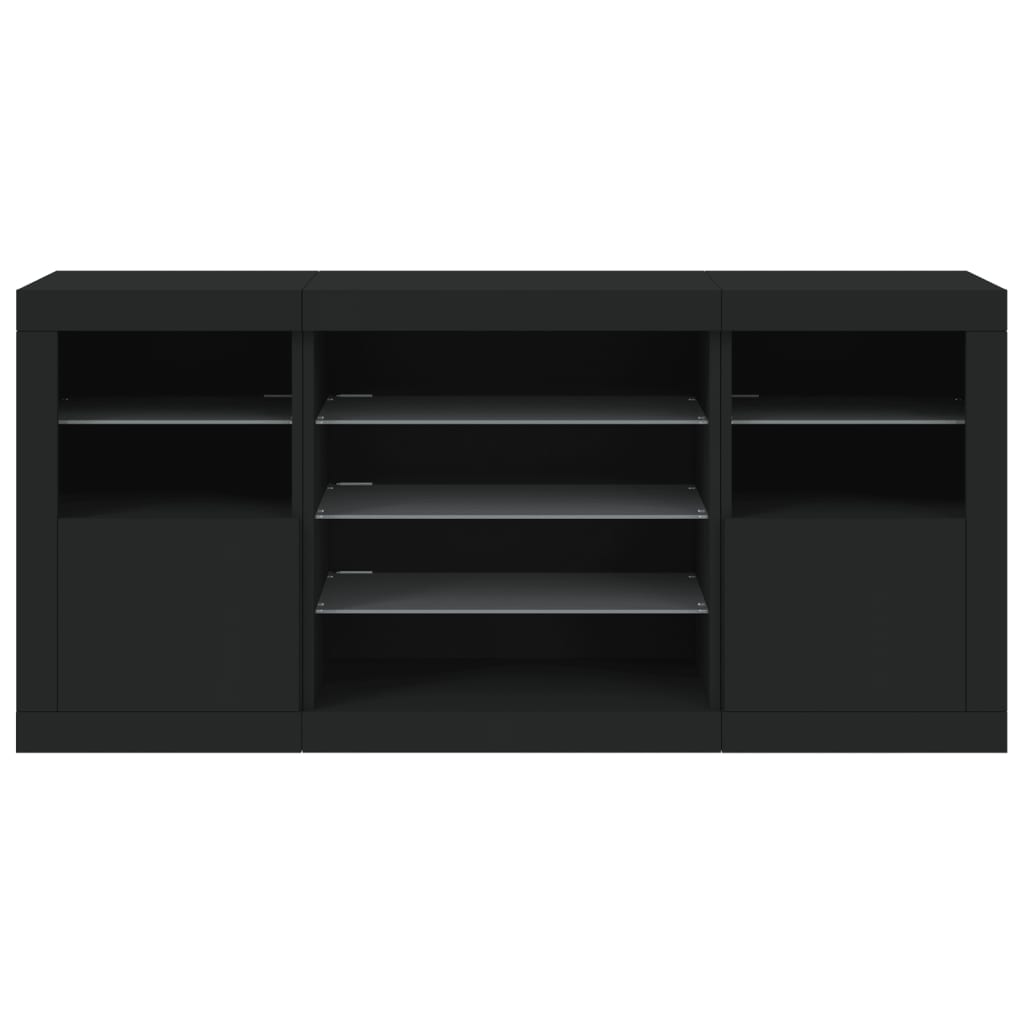 vidaXL Szafka z oświetleniem LED, czarna, 142,5x37x67 cm