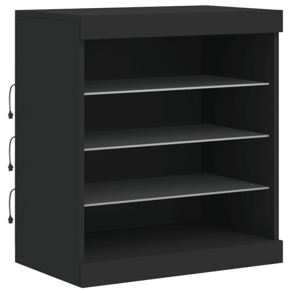 vidaXL Szafka z oświetleniem LED, czarna, 142,5x37x67 cm