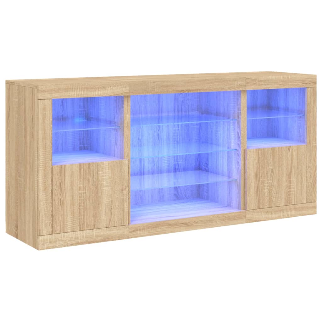 vidaXL Szafka z oświetleniem LED, dąb sonoma, 142,5x37x67 cm