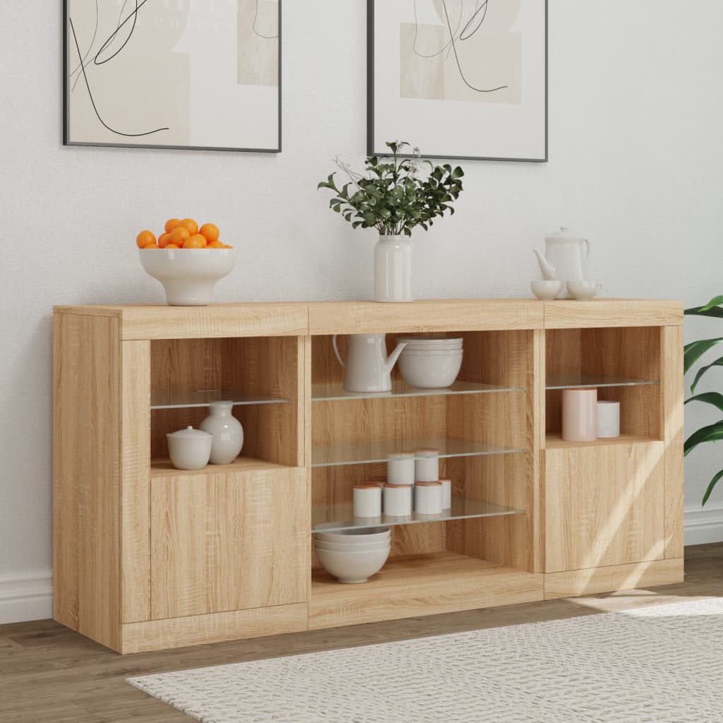 vidaXL Szafka z oświetleniem LED, dąb sonoma, 142,5x37x67 cm