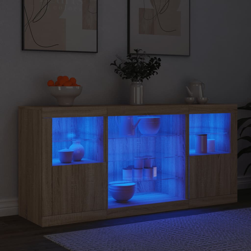 vidaXL Szafka z oświetleniem LED, dąb sonoma, 142,5x37x67 cm