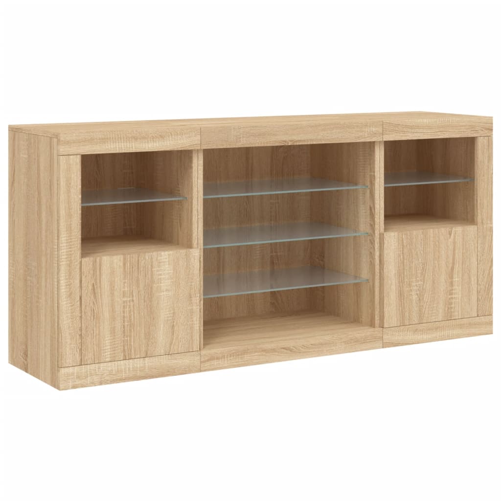 vidaXL Szafka z oświetleniem LED, dąb sonoma, 142,5x37x67 cm