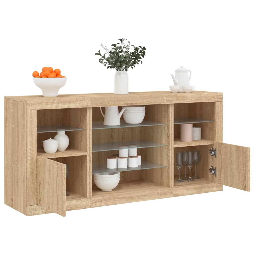 vidaXL Szafka z oświetleniem LED, dąb sonoma, 142,5x37x67 cm
