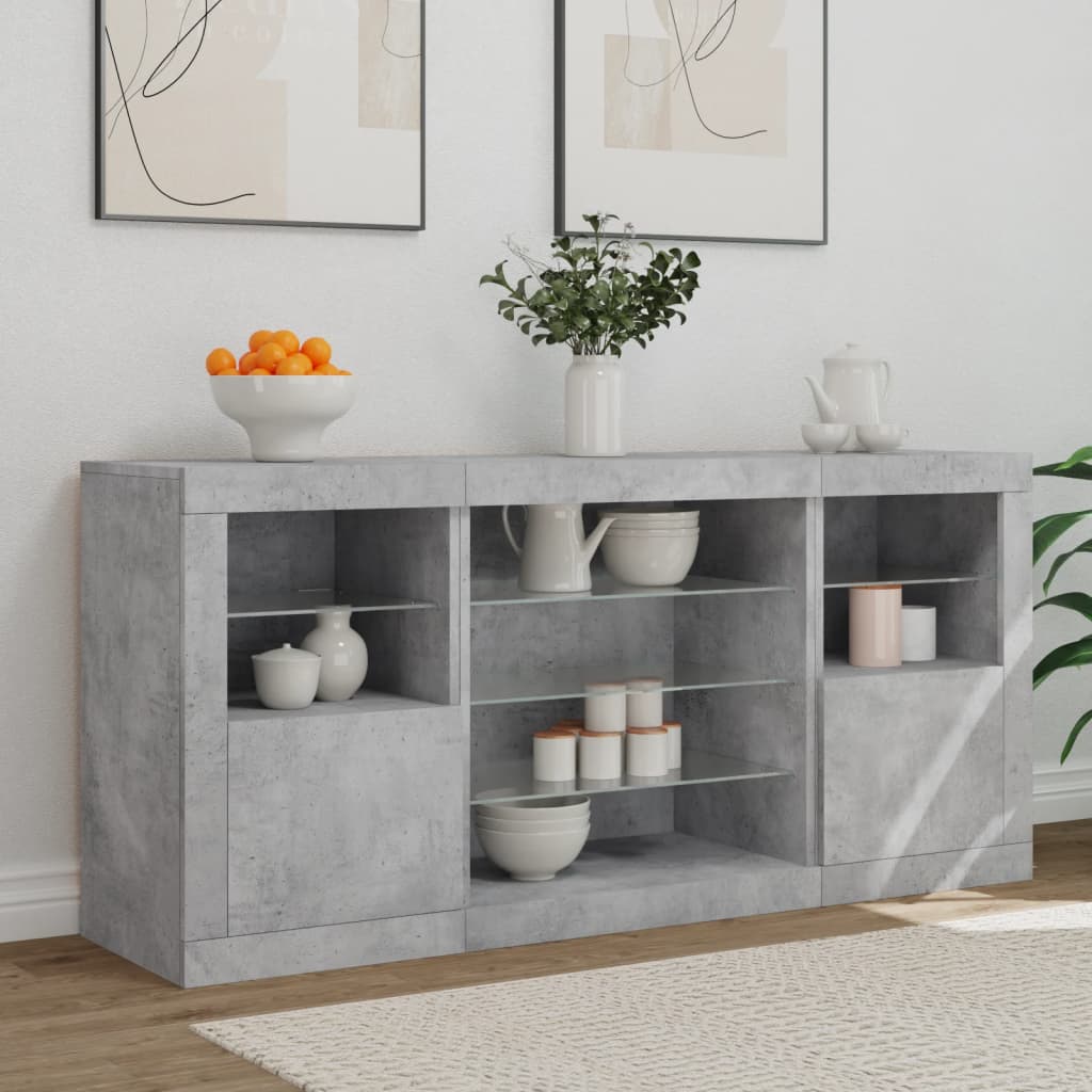 vidaXL Szafka z oświetleniem LED, szarość betonu, 142,5x37x67 cm