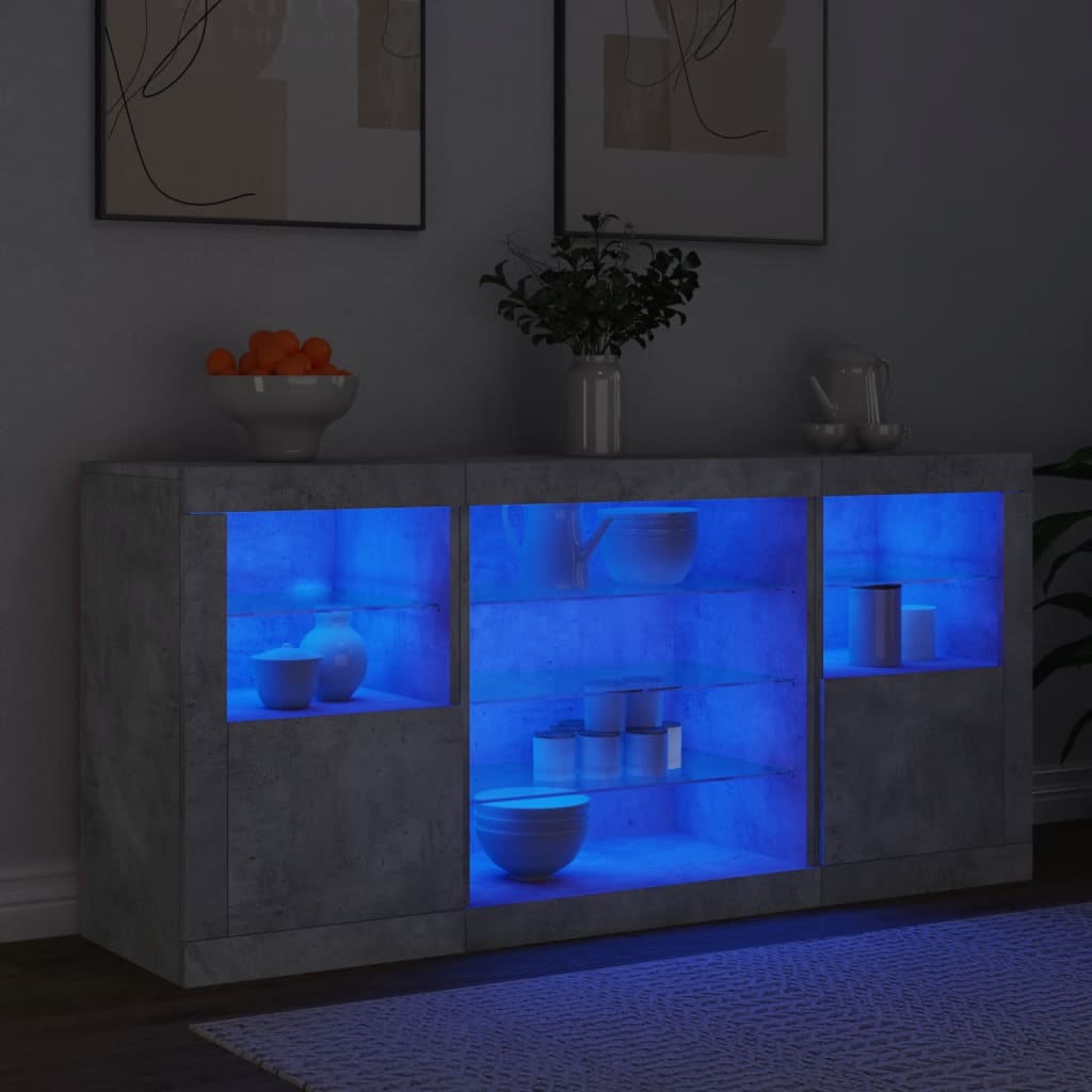 vidaXL Szafka z oświetleniem LED, szarość betonu, 142,5x37x67 cm