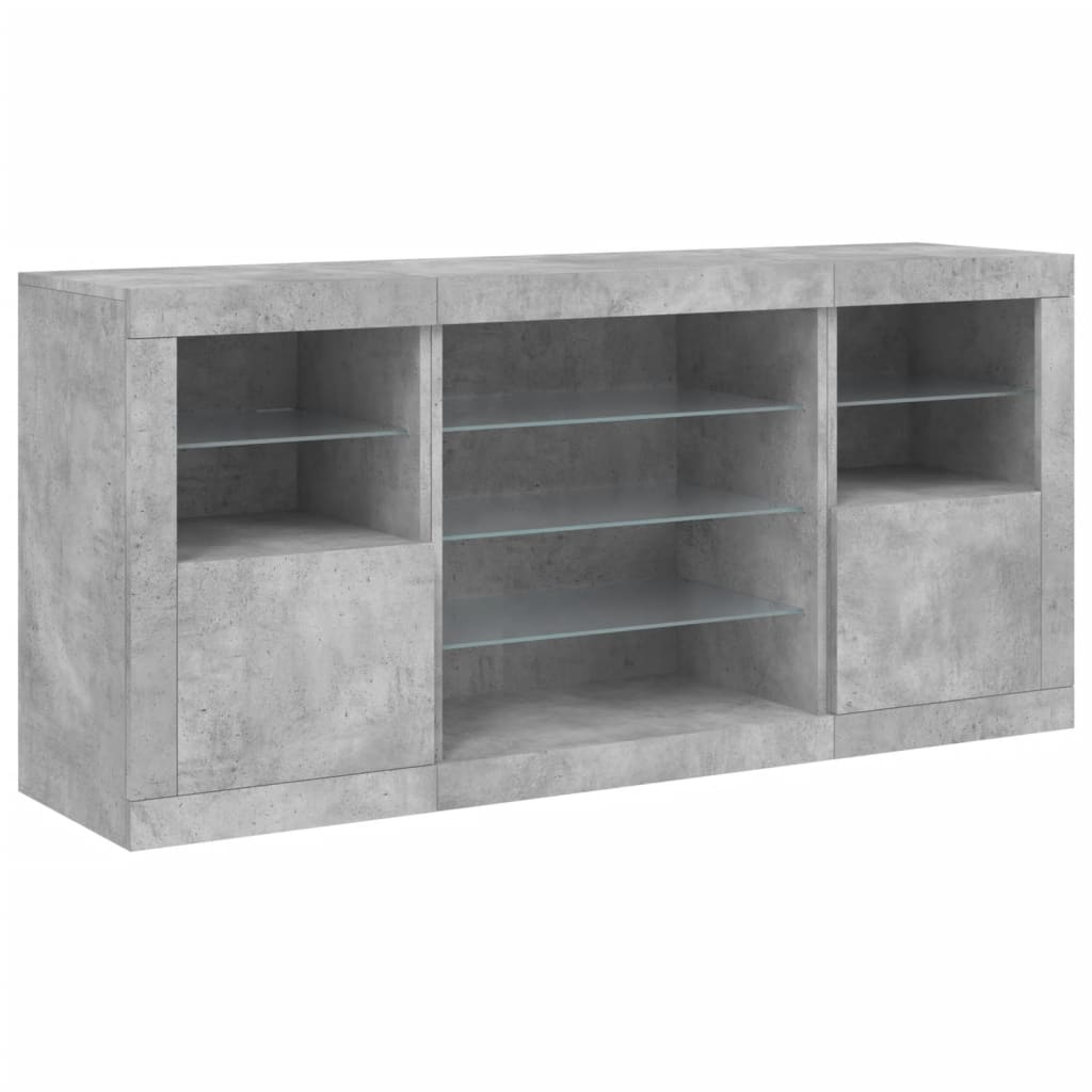 vidaXL Szafka z oświetleniem LED, szarość betonu, 142,5x37x67 cm
