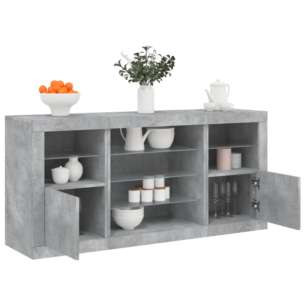 vidaXL Szafka z oświetleniem LED, szarość betonu, 142,5x37x67 cm