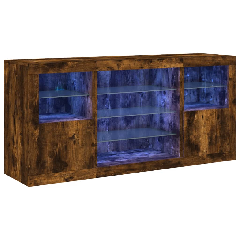 vidaXL Szafka z oświetleniem LED, przydymiony dąb, 142,5x37x67 cm