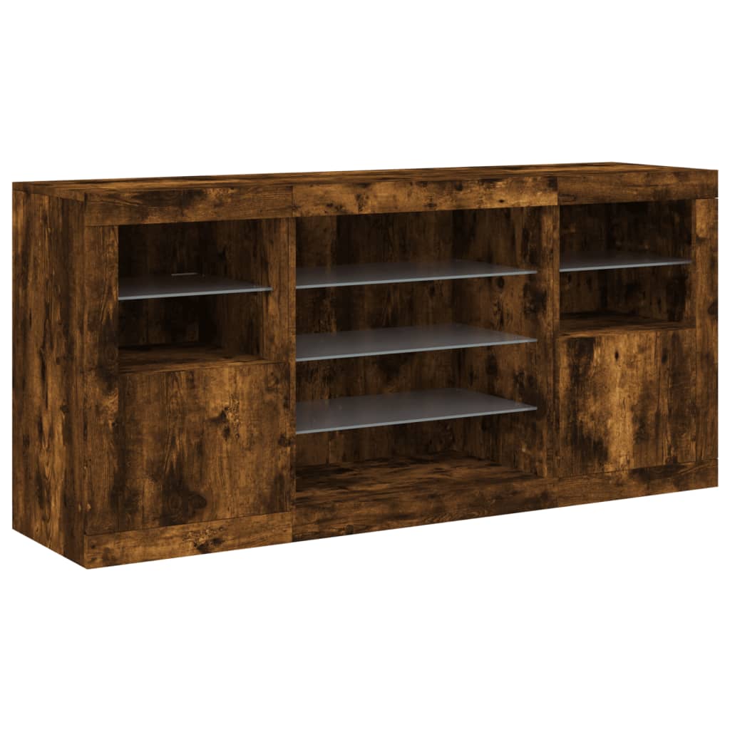 vidaXL Szafka z oświetleniem LED, przydymiony dąb, 142,5x37x67 cm
