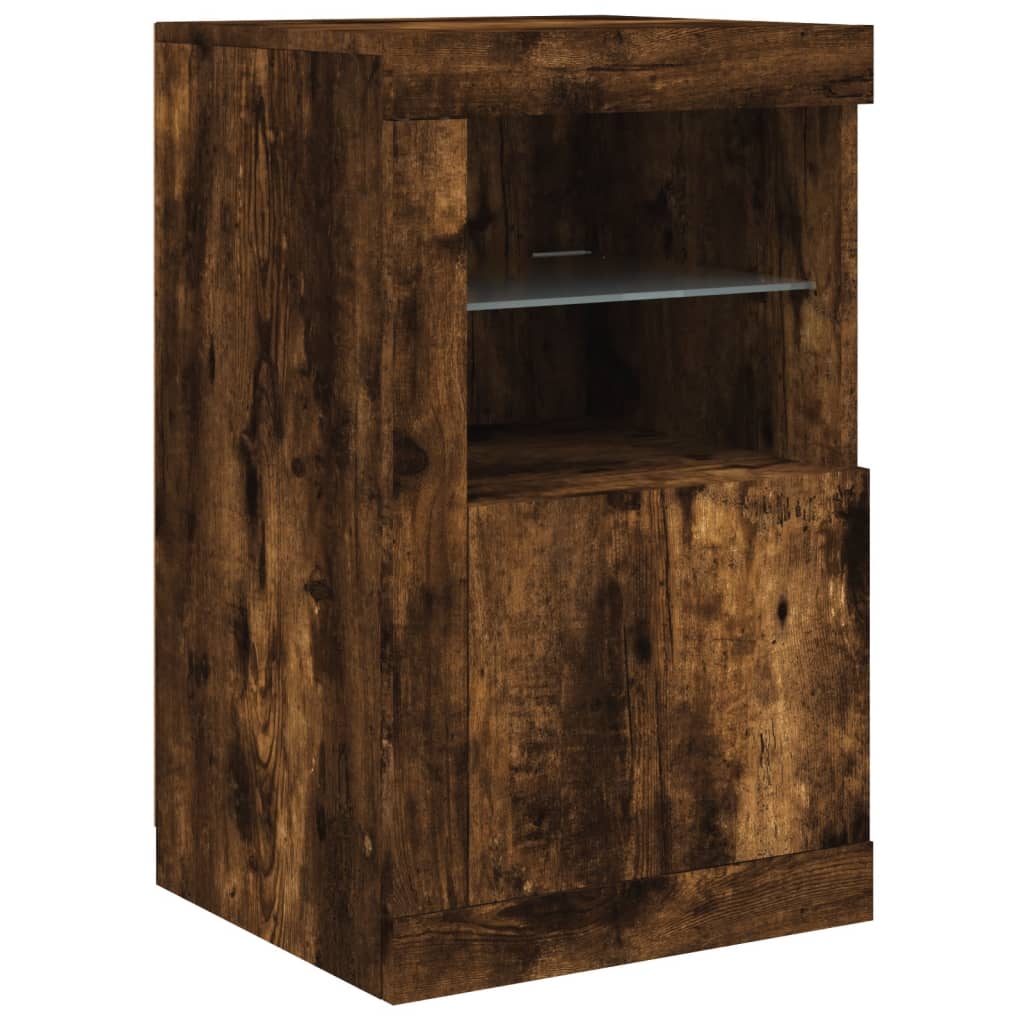 vidaXL Szafka z oświetleniem LED, przydymiony dąb, 142,5x37x67 cm