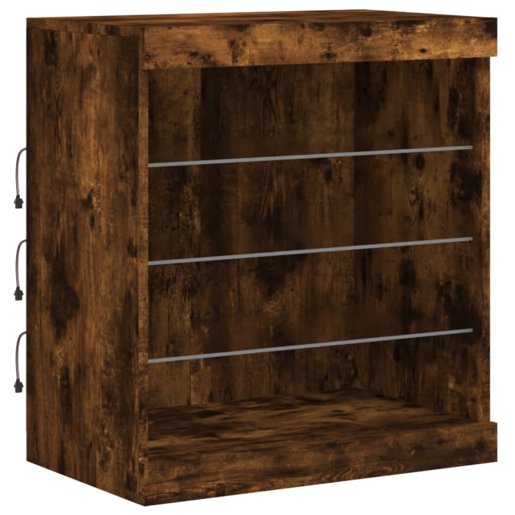 vidaXL Szafka z oświetleniem LED, przydymiony dąb, 142,5x37x67 cm