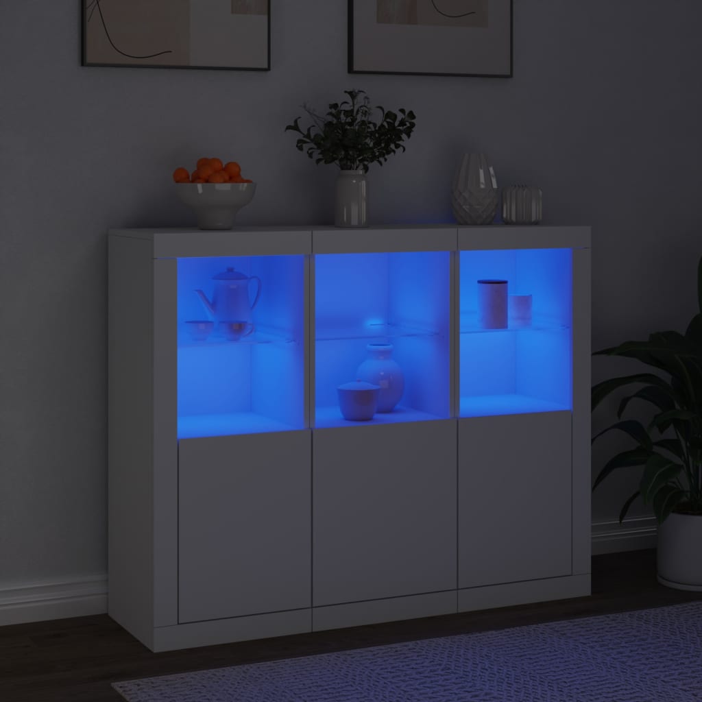 vidaXL Szafki z oświetleniem LED, 3 szt., białe