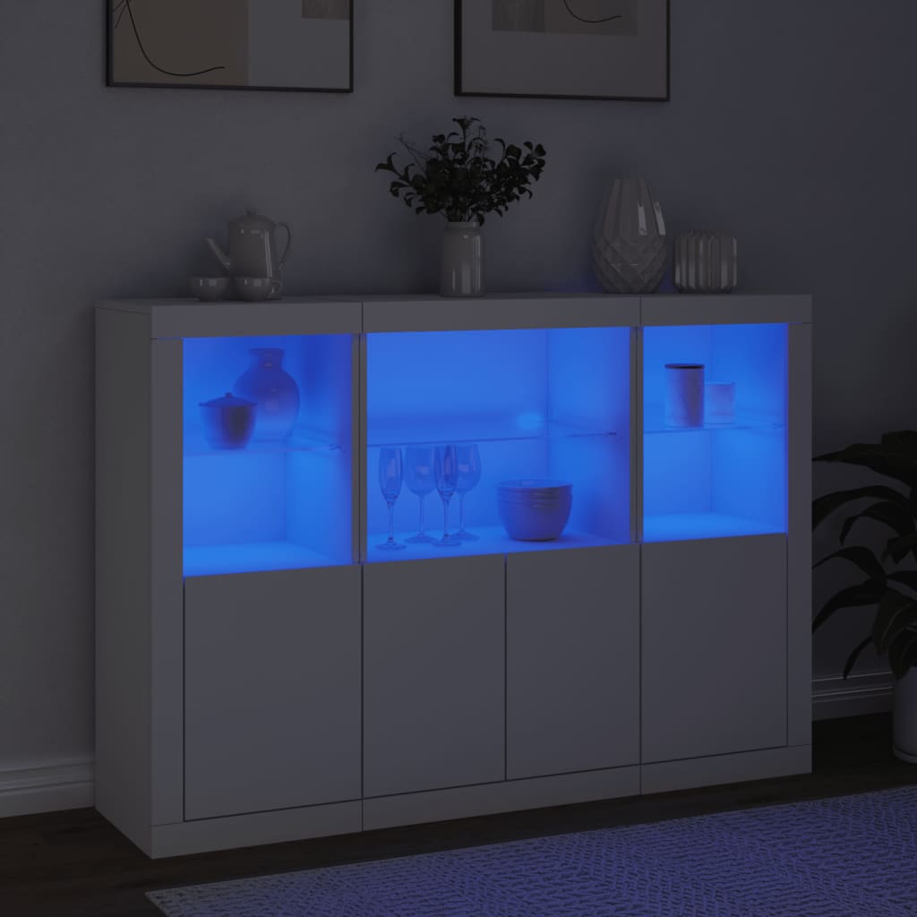 vidaXL Szafki z oświetleniem LED, 3 szt., białe