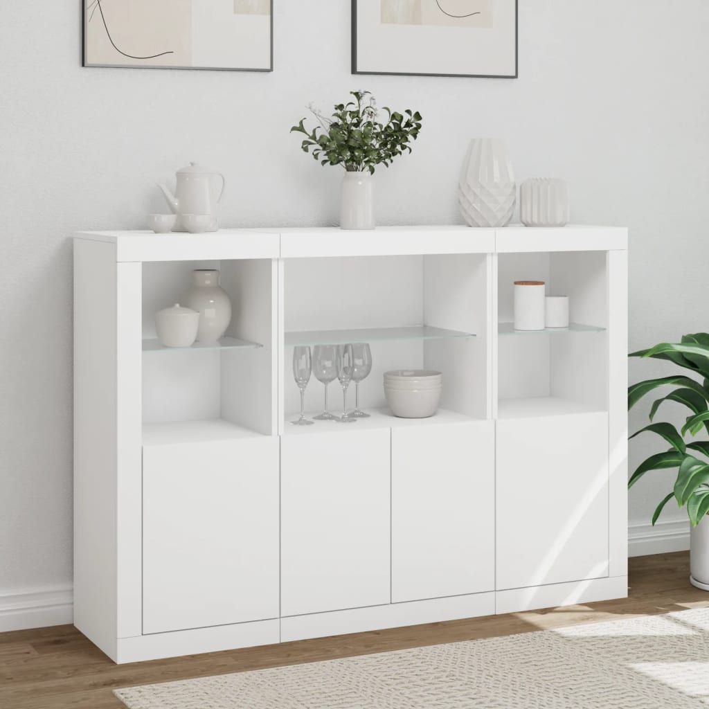 vidaXL Szafki z oświetleniem LED, 3 szt., białe